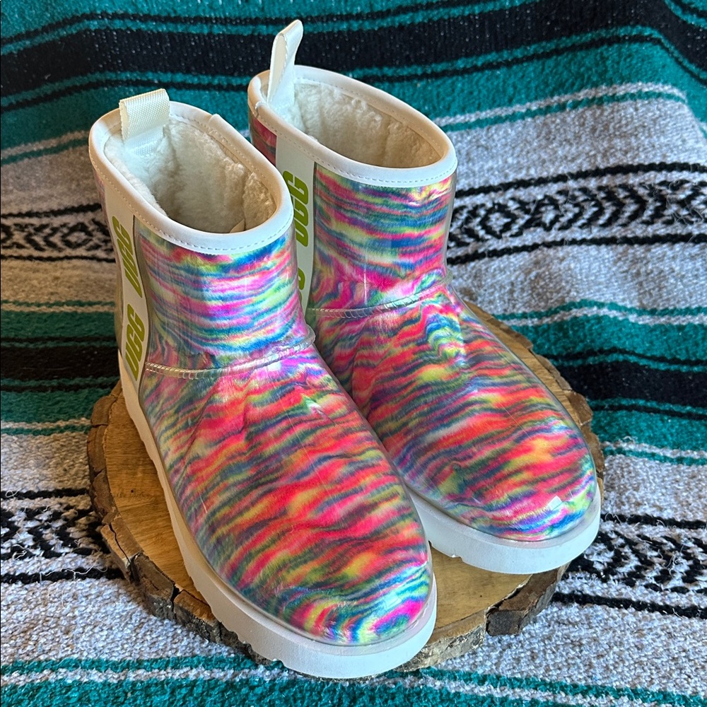 UGG *NWOB* Women's Classic Clear Mini Pixelate Waterproof Rain Ankle Boots - Picture 3 of 16